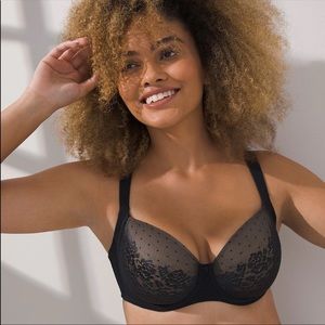 Soma Stunning Support Full Coverage Bra Black Nude Lace Overlay Size 38G